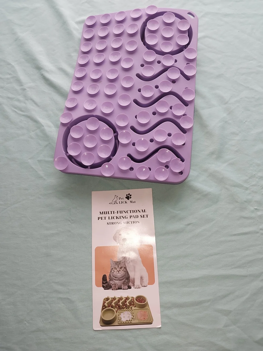 Purple Slow Feeder Lick Mat and Bath Mitt Set - Unbranded